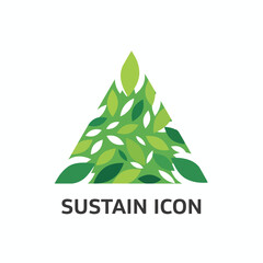 Abstract Green Leaves Sustainable Icon Vector