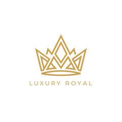 Geometric Line Art Crown Logo Vector