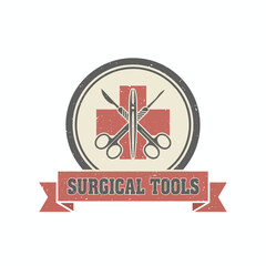 Retro Surgical Tools Medical Badge Vector