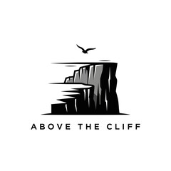 Dramatic Black and White Cliff Logo Vector
