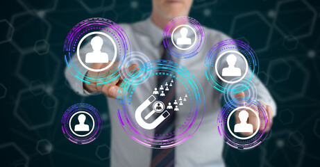 Man touching a recruitment concept