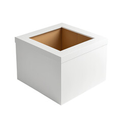 White square box with a recessed top. Inside has a light brown color