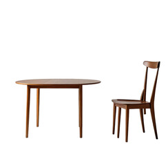 Wooden table and chair set, isolated on black ground