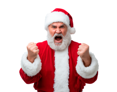 Angry santa claus gesture on black background for christmas design on transparent background - Powered by Adobe