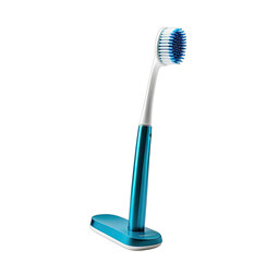 Blue toothbrush stands on a matching blue & white base
