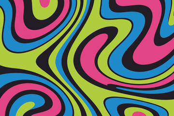 Psychedelic Groovy Waves Background – Vibrant 70s Abstract Art