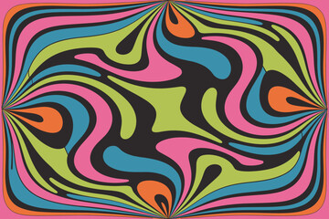 Psychedelic Groovy Waves Background – Vibrant 70s Abstract Art