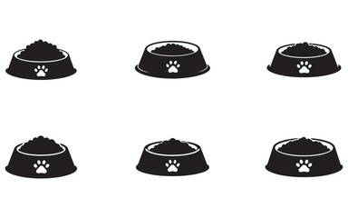 set of dog bowl pet icon silhouette vector illustration design
