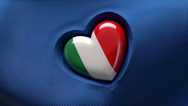 Heart symbol rotating with Italian flag colors