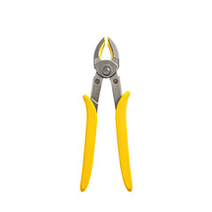 Close-up view of bright yellow and gray wire cutters on black backdrop