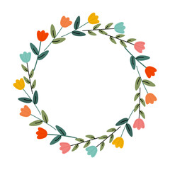 Fototapeta premium Floral Wreath with Colorful Spring Flowers