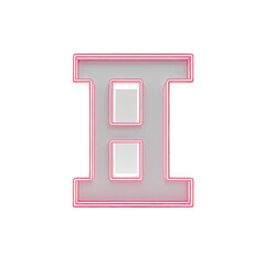 Neon-lit letter "H" on black background