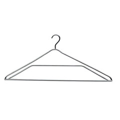 Metallic clothing support against a black backdrop, simple and useful