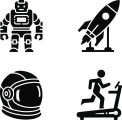 "Astronaut Training & Space Mission Icons &ndash; Minimalist Vector Set"