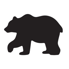 Fototapeta premium Bold black bear silhouette walking in profile. Simple vector graphic icon of a wild animal with a lifted paw 