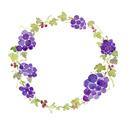 水彩ぶどうのリース