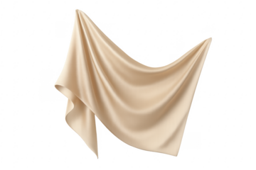 Draped beige silk fabric with flowing smooth folds