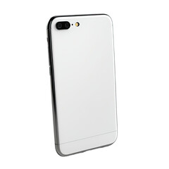 A gleaming white phone back with dual cameras on a black background