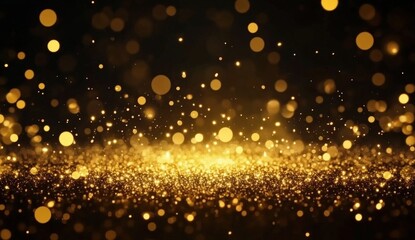 Obraz premium A shimmering background of golden particles creates a dazzling effect against a dark backdrop, evoking a sense of elegance and celebration.