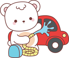 Illustration of cute bear winter icon.