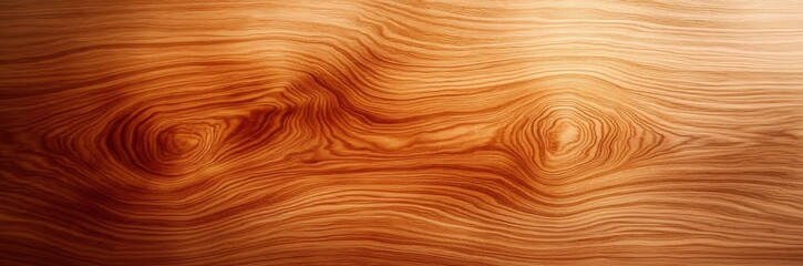 Obraz premium A close-up of polished wood grain showcasing warm tones and intricate patterns, highlighting the natural beauty and texture of the material.