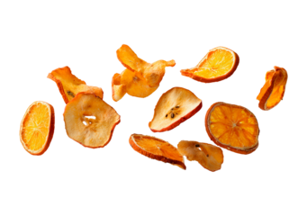 Assorted dried fruit on transparent background for healthy snack