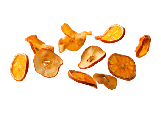 Assorted dried fruit on transparent background for healthy snack