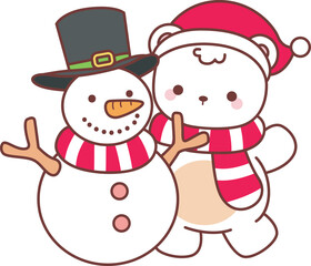 Illustration of cute bear winter icon.