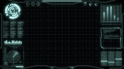 Digital screen with futuristic data and technology. A modern high-tech interface for video backgrounds and graphic design, featuring science fiction themes for creative projects.