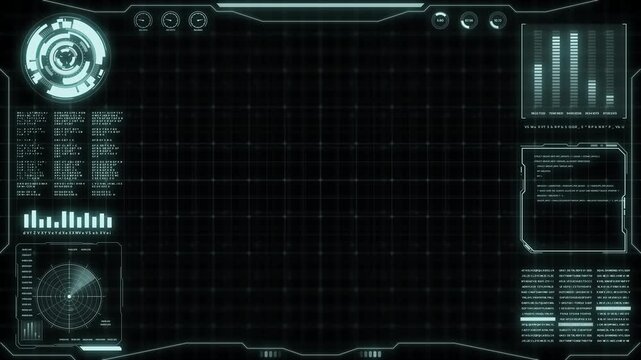 Digital screen with futuristic data and technology. A modern high-tech interface for video backgrounds and graphic design, featuring science fiction themes for creative projects.