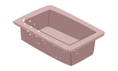 Rectangular deep silicone mold for pouring liquid. Flat color illustration with paint splashes. Craft material. Soap making, handicrafts, cooking.. Projects, workshops, design, education