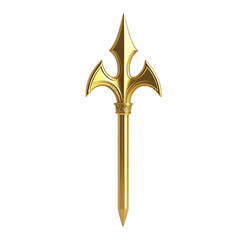 Gleaming gold weapon, ornate design against black background