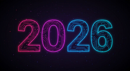 Neon Digital 2026 Circuit Futuristic Design