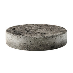 A round concrete podium with a textured surface isolated on a black background