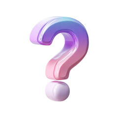 Naklejka premium Glossy question mark, gradient from purple to pink, isolated on black