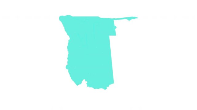 Namibia map outline animation with alpha channel