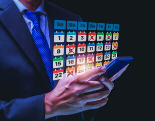 Businessman Using Smartphone for Daily Schedule Management