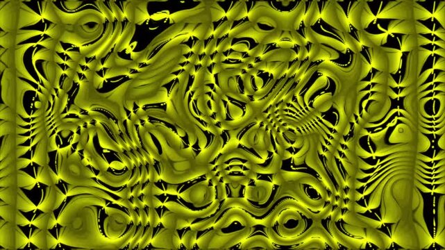 Geometric underlay with yellow and black swirling liquid abstract pattern, digital image illustration.Abstract Swirling Yellow and Black Liquid-like Pattern with Geometric Underlay image.