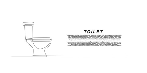 Toilet Continuous Line Drawing, Isolated on White Background