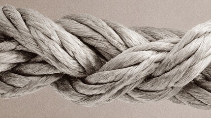binding. Abstract close-up of intertwined ropes symbolizing unity, with textured fibers under soft directional lighting. wellbeing guides.