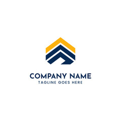 Abstract geometric logo design with colorful arrows ascending upwards for business growth