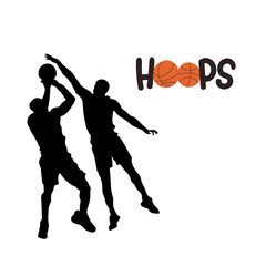 silhouettes of basketball players