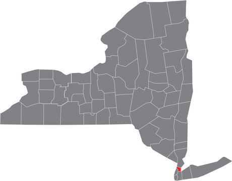 Bronx County on New York State Map Silhouette