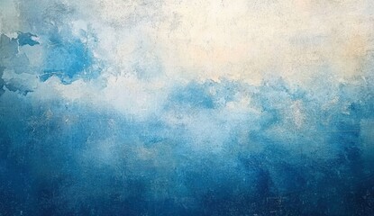 A serene abstract painting featuring soft blue tones blending into lighter shades, resembling a tranquil sky or ocean.