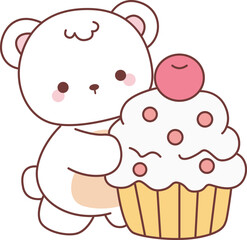 Illustration of cute bear winter icon.