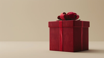 Elegant Red Gift Box. Celebration Present. Festive Holiday, Birthday, Valentine Surprise
