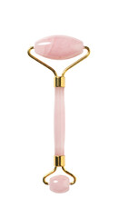 Pink crystal face roller with gold-tone accents