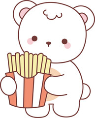 Illustration of cute bear winter icon.