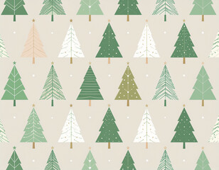 Nahtloses Muster mit Weihnachtsbäumen im skandinavischen Stil