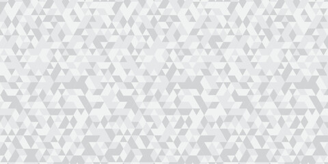 Abstract geometric white and gray background. seamless mosaic and low polygon triangle texture wallpaper. Triangle shape retro wall grid pattern geometric ornament tile vector square element.	
